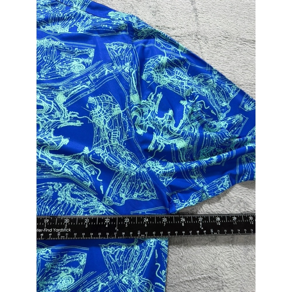 Donald Ross Polo Shirt Mens XXL Blue Golf Print Performance Short Sleeve - Picture 8 of 11